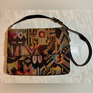 VTG 60s Geometric Boucle Tapestry Patterned Accordian Shoulder Bag
